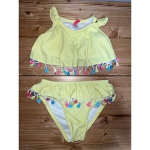 BETSY JOHNSON 2 PC YELLOW TASSEL ACCENT BATHING SUIT